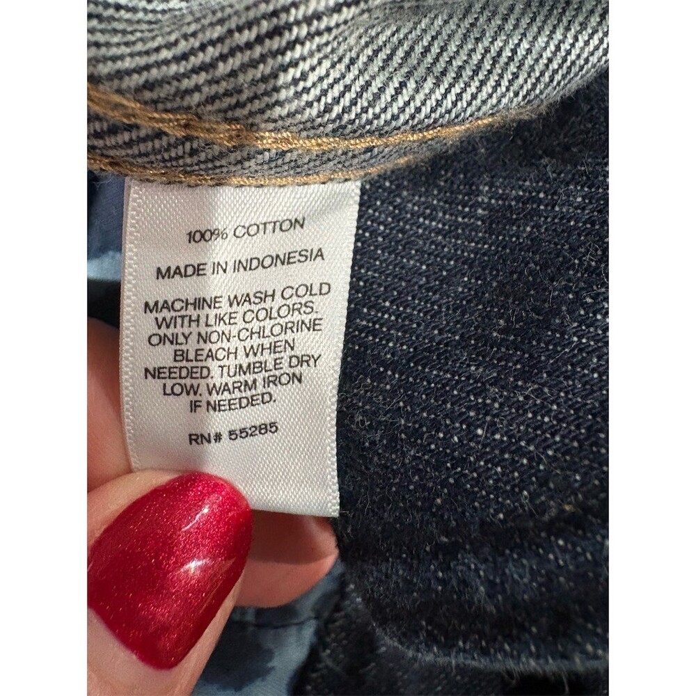 Express Denim Trucker Jacket Womens XS Dark Wash Button Front Long Sleeve Hippy - Picture 7 of 8